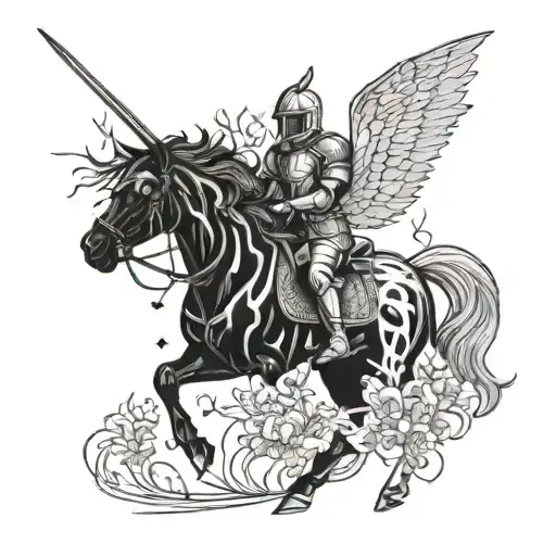 A Knight Riding A Majestic Unicorn Through A Fantasy Forest