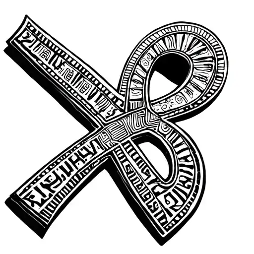 Ankh Symbol With Egyptian Writing