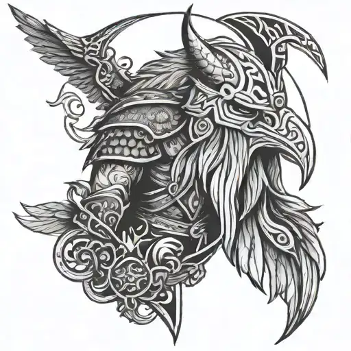 Viking Warrior Odin Ravens