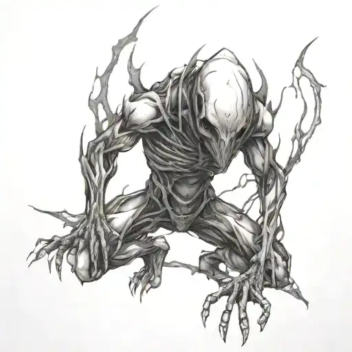 Scary Simple Humanoid Creature Full Body