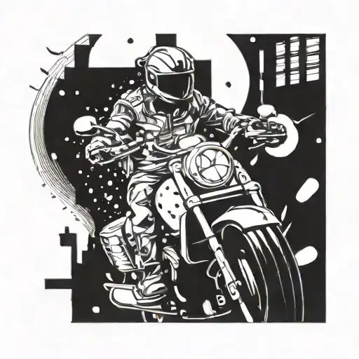 A Motorcycle Riding Through A Night Town Money Raining