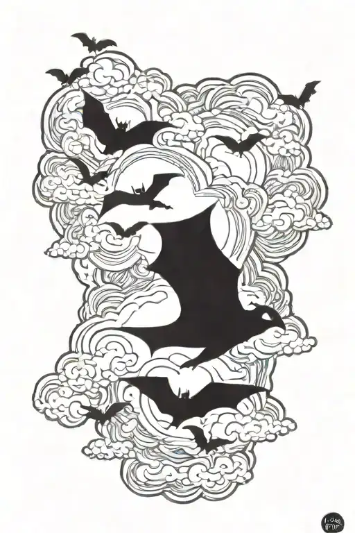 Cloud Covering And Bats Flying Across Forearm