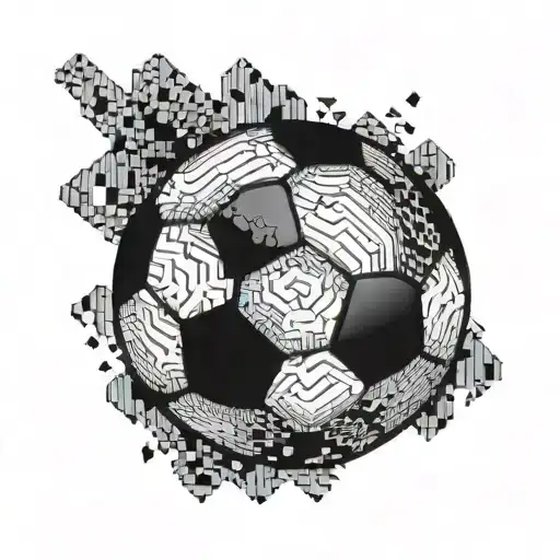 A Soccer Ball Morphing Into A Digital Code Pattern