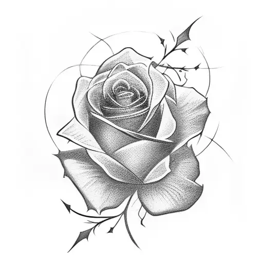 A Black Rose Upsideown With Thorns