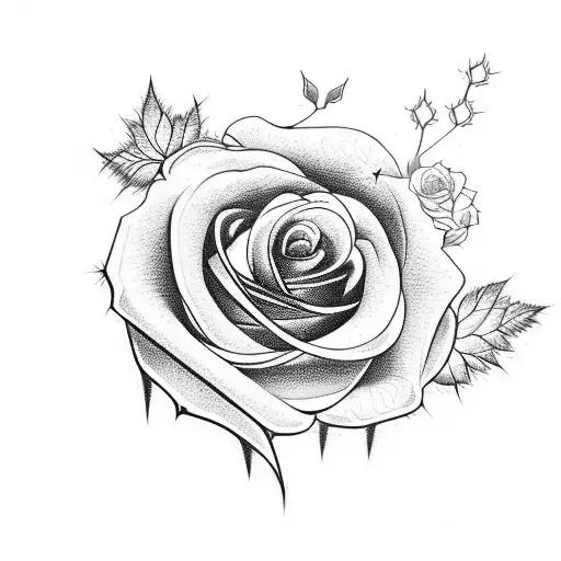 A Black Rose Upsideown With Thorns And A Long Stem