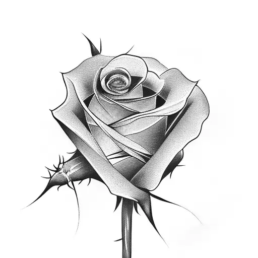 A Black Rose With A Long Stem With Thorns