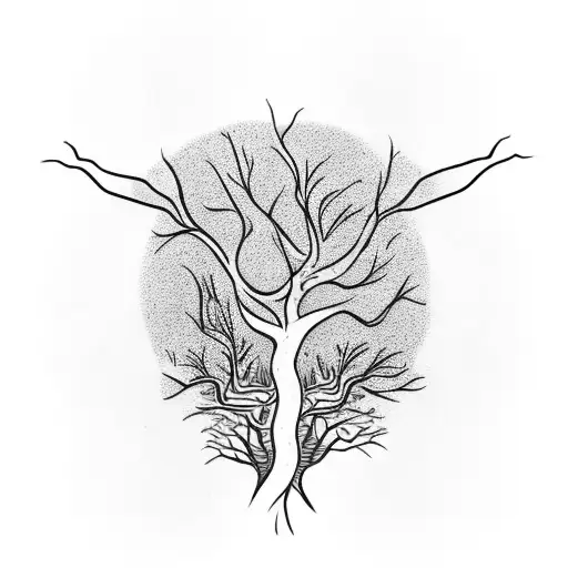 Yoga Pose With A Tree Growing Out Of The Body