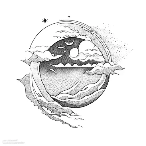 A Serene Ocean Scene With Venus Rising Above The Waves