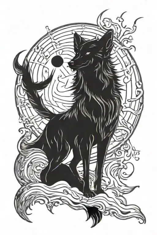 Wolf And Moon