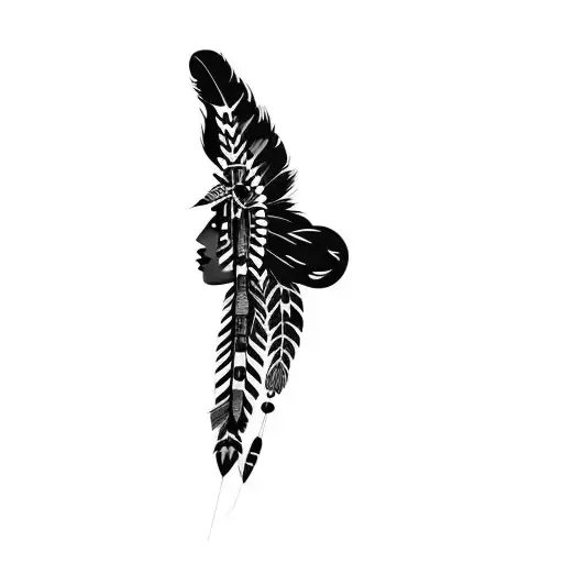 A Native American Woman With Feathers On Her Head
