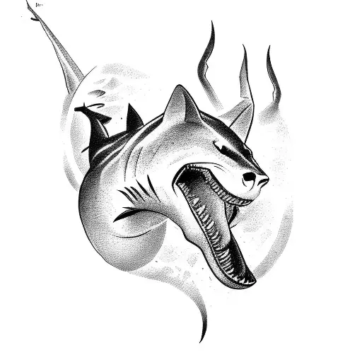 A Black Panther And A Shark Engaged In An Epic Battle