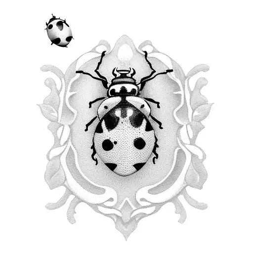 A Serene Graveyard With A Beautiful Ladybug Resting On A Tombstone