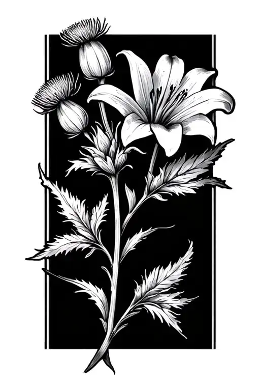 A Thistle And Lily Flower