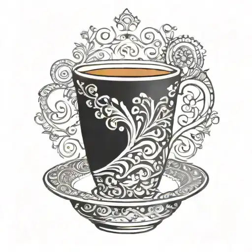 Traditional Turkish Coffee Cup With Intricate Geometric Patterns