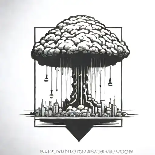 A Nuclear Explosion Mushroom Cloud Contained Within A Perfect Black Square