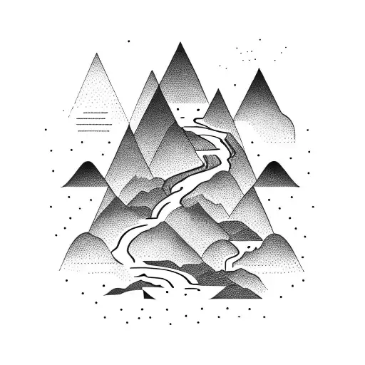 A Majestic Mountain Range With A Winding River Flowing Through It