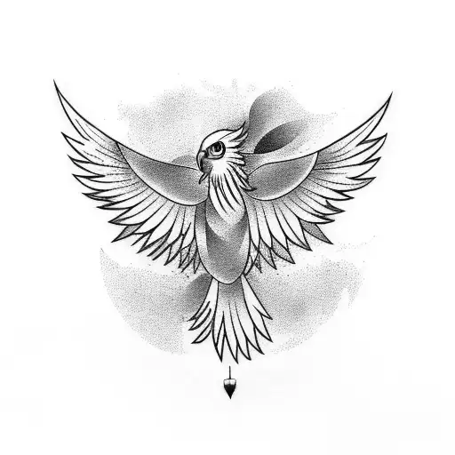 Pheonix And A Dove Flying Together