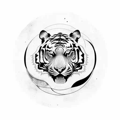 A Majestic Tiger And A Wise Crow Intertwined In A Yin Yang Symbol