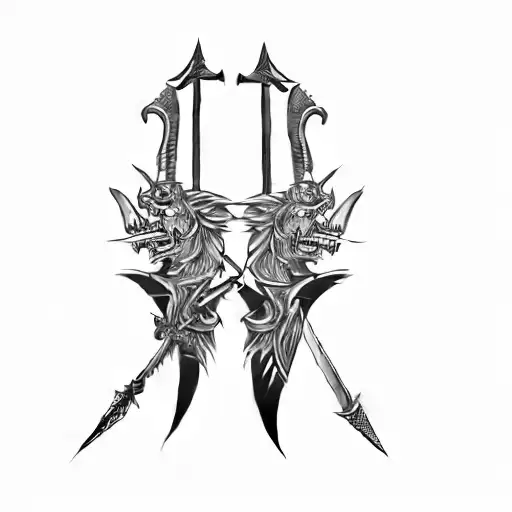 Two Swords On A Black Background