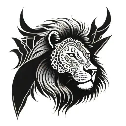 A Majestic Lion With Intricate Tribal Patterns Representing Nigeria's Rich Culture And Heritage