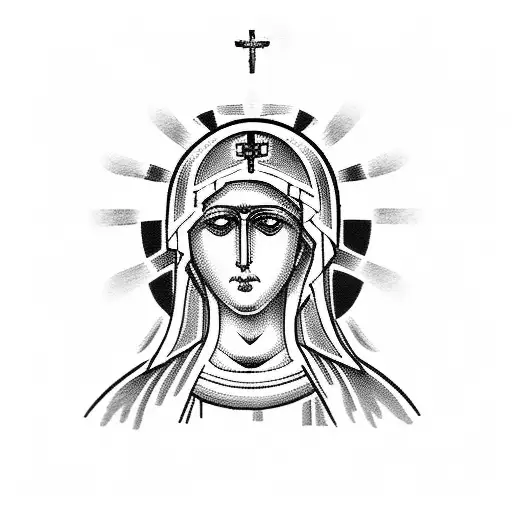 Icon Of Virgin Mary With Jesus In Kimono