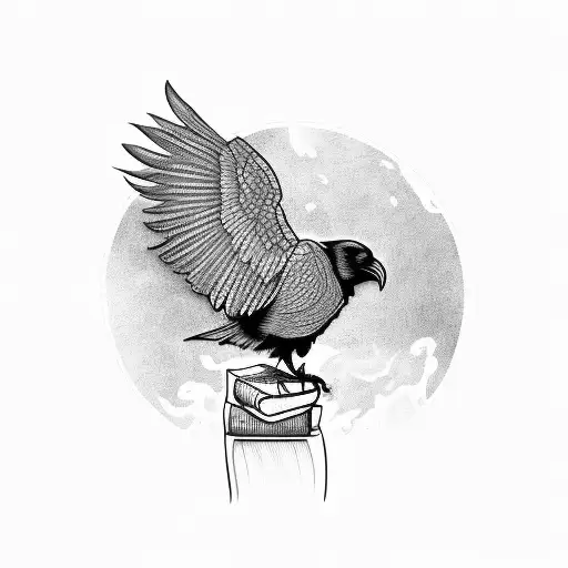 A Raven Perched On A Stack Of Ancient Books