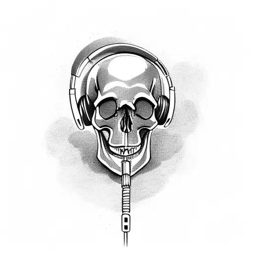A Skull Wearing Headphones And Holding A Fishing Rod With Musical Notes Flowing From Its Mouth