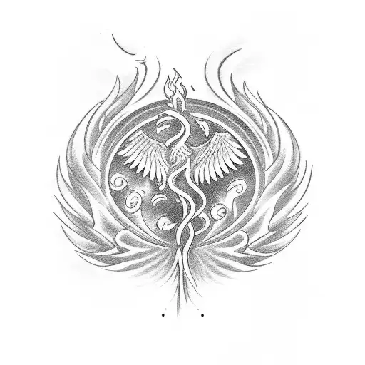 A Phoenix Made Up Of Musical Notes And Symbols