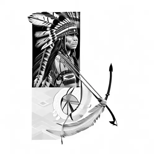 A Native American Woman With A Bow And Arrow