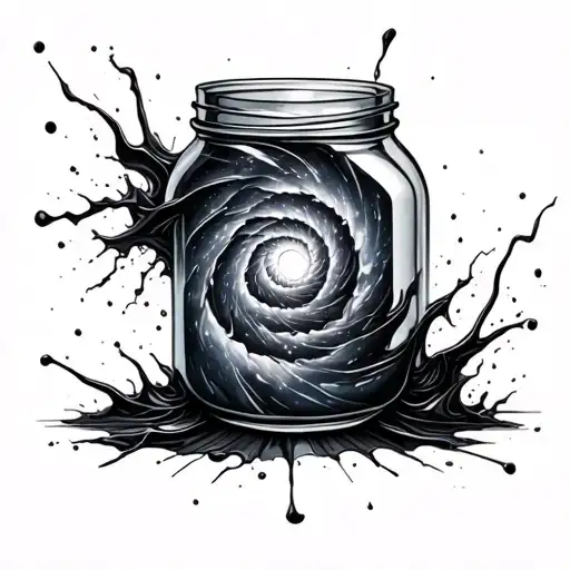 Galaxy Like Spiral In A Broken Glass Jar Pouring