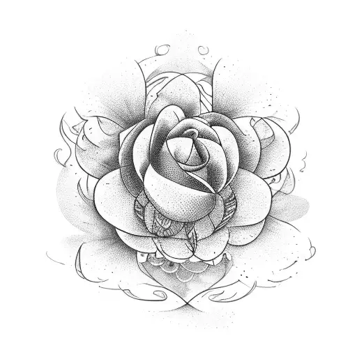 An Abstract Blackwork Tattoo Of A Blooming Syringa Vulgaris