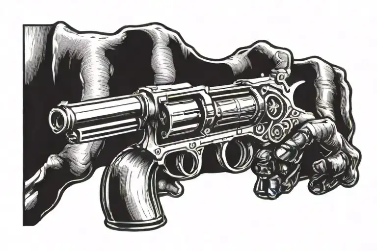 Skeleton Hand Holding Revolver