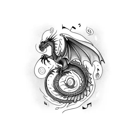 A Music Sheet Transforming Into A Dragon