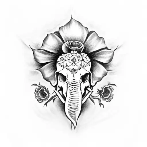 Ganesh Skull With Poppies