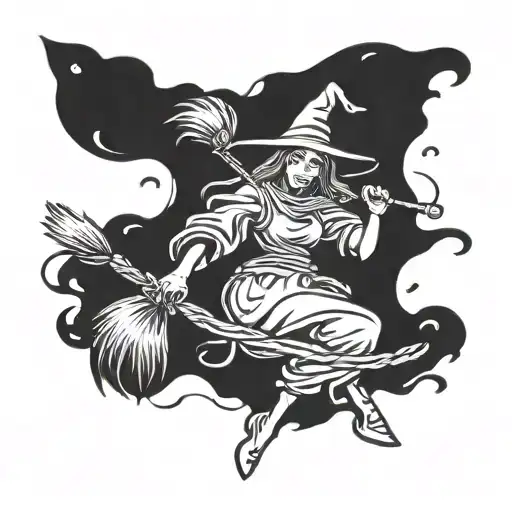 Old Witch In A Broom