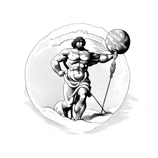 Greek God Atlas Holding The Earth On His Shoulders