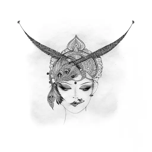 Flute With Peacock Feather With The Name Bansri