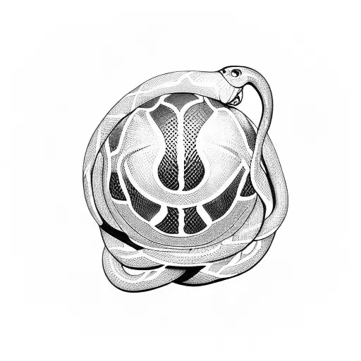 Snake Wrapped Around A Basketball