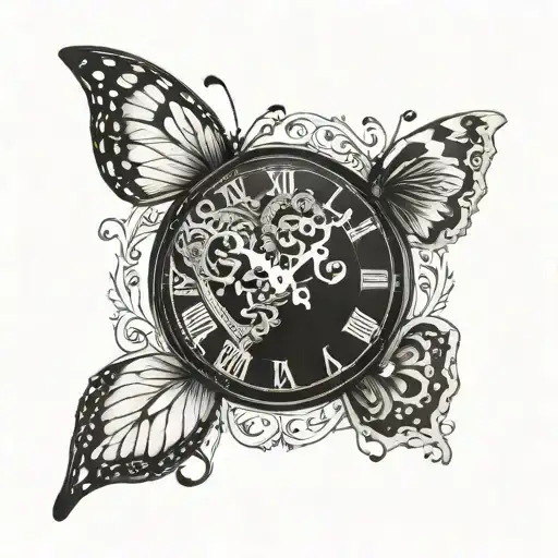 Butter Fly Heart Shape Clock