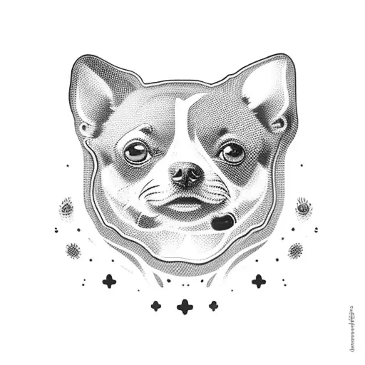 Chihuahua Paw Print With A Celestial Background