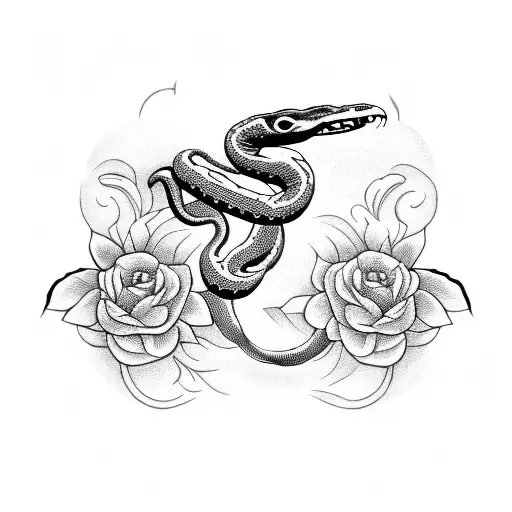 Snake With Knife And Flower