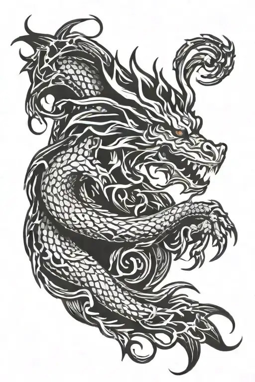 Neurodiversity Symbol Intertwined With A Dragon Motif