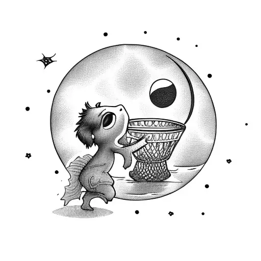 Jesus Jugando Basket Con La Luna