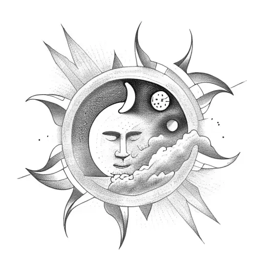 Vase With Sun And Moon Drawed In