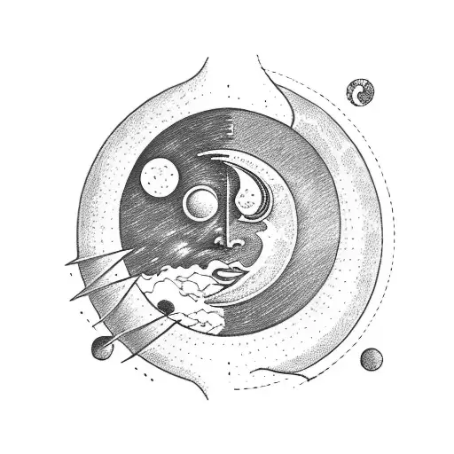 Sun And Moon Drawed In A Roman Vase