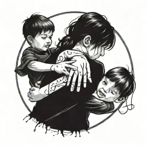 Child Hood Trauma Of A Drug Headed Mother Holding Hands