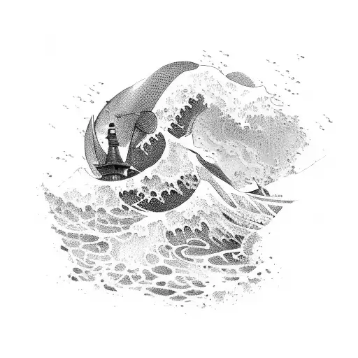 A Philosophical Representation Of The Cycle Of Life And Death Using A Wave Crashing On The Beach