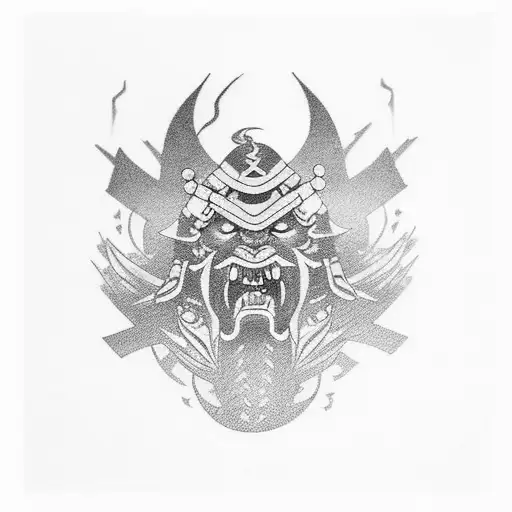 Samurai With Lightning Back Them