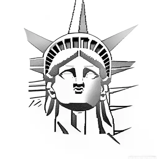 Statue Of Liberty With Second Amendment Scroll Behind It