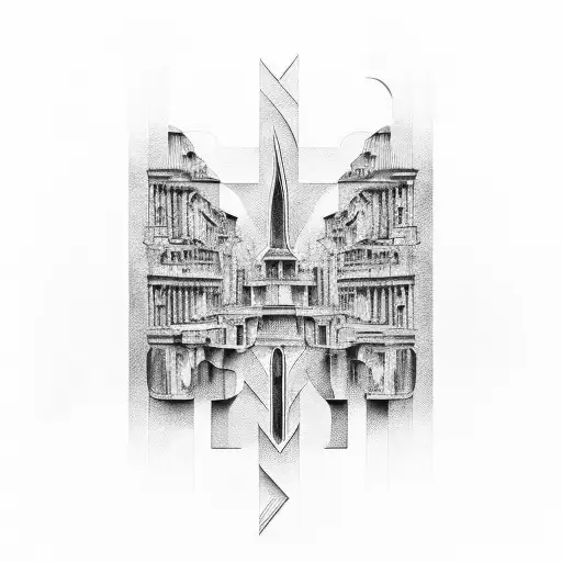 Create An Abstract Leg Sleeve Design Inspired By Roman Architecture And Latin Letters